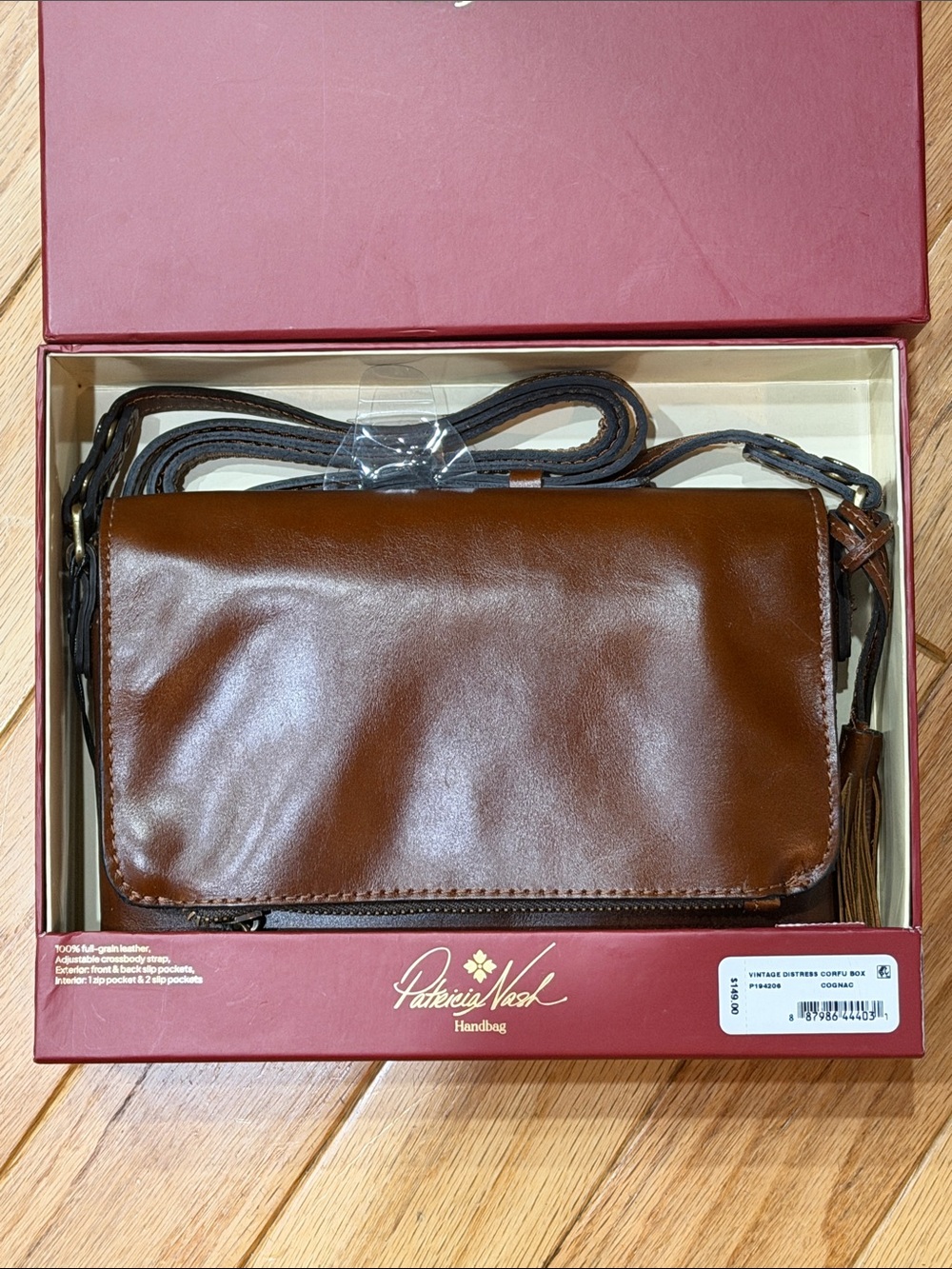 Patricia Nash Cognac Brown Leather  Crossbody NWT